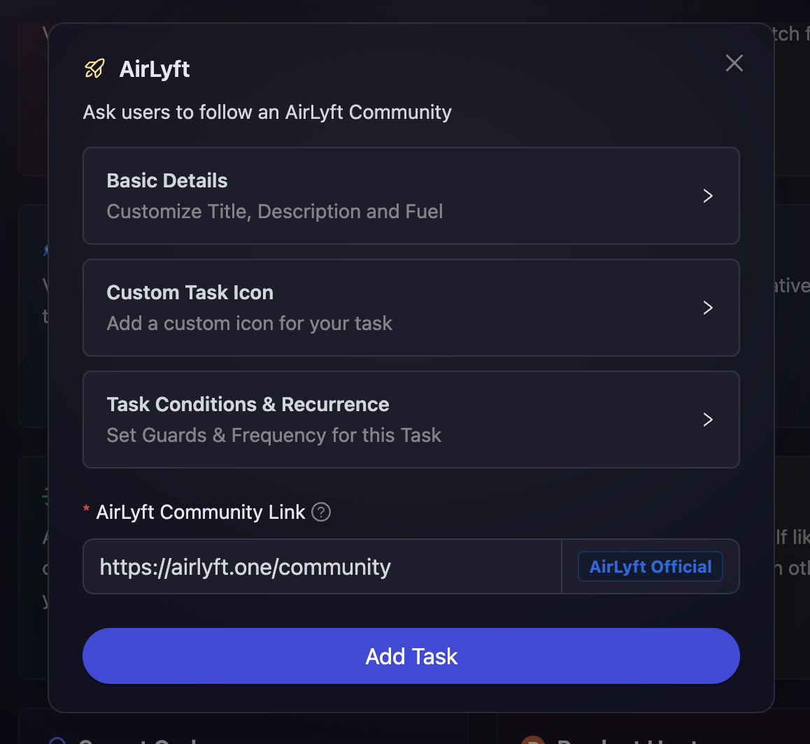 AirLyft Task Basics