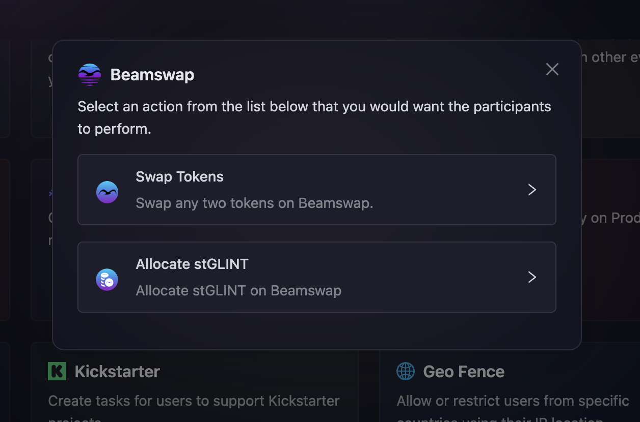 Beamswap Task Options