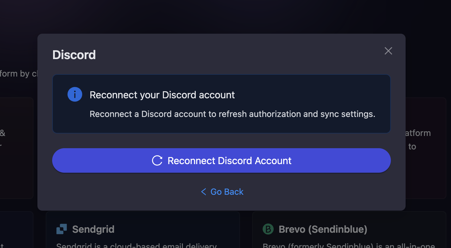 Reconnect Discord Account