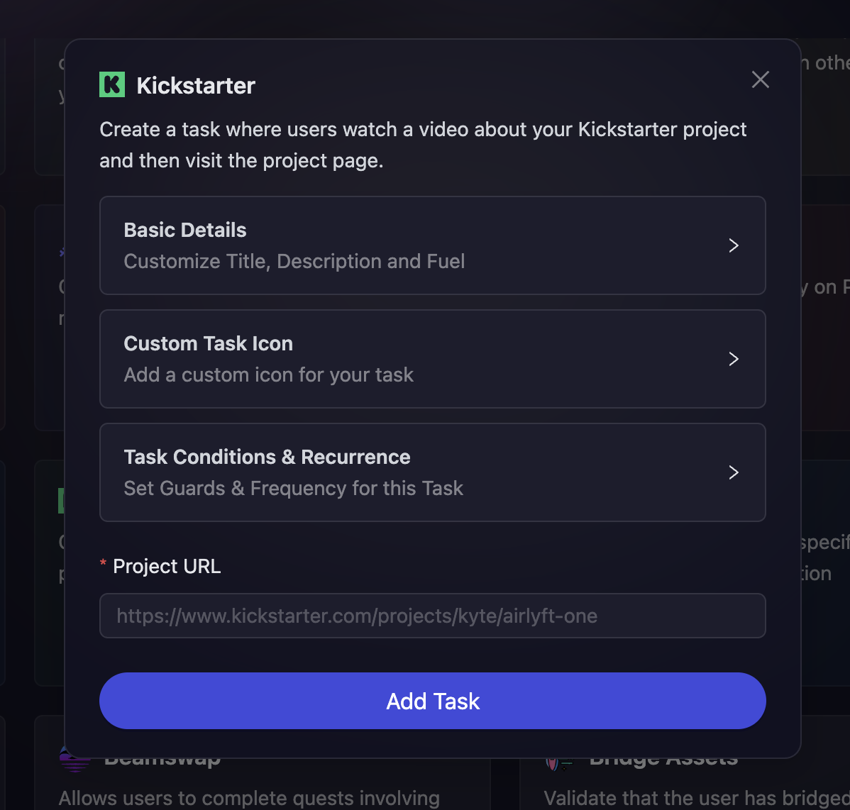 Kickstarter Task Details
