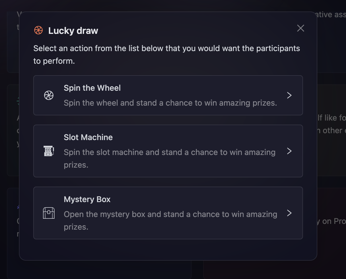 Lucky Draw Task Options