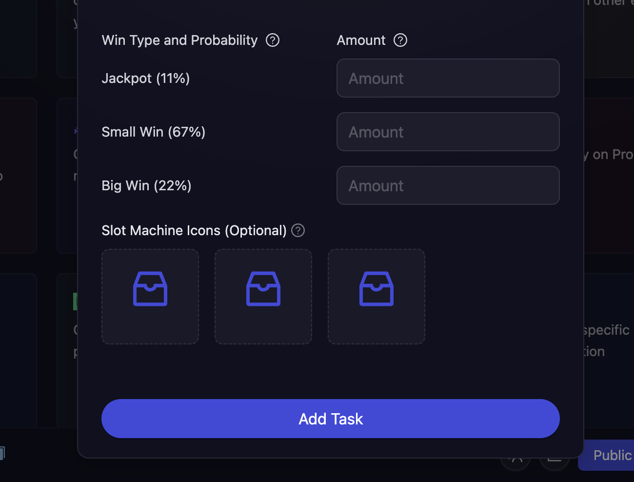 Slot Machine Task Reward