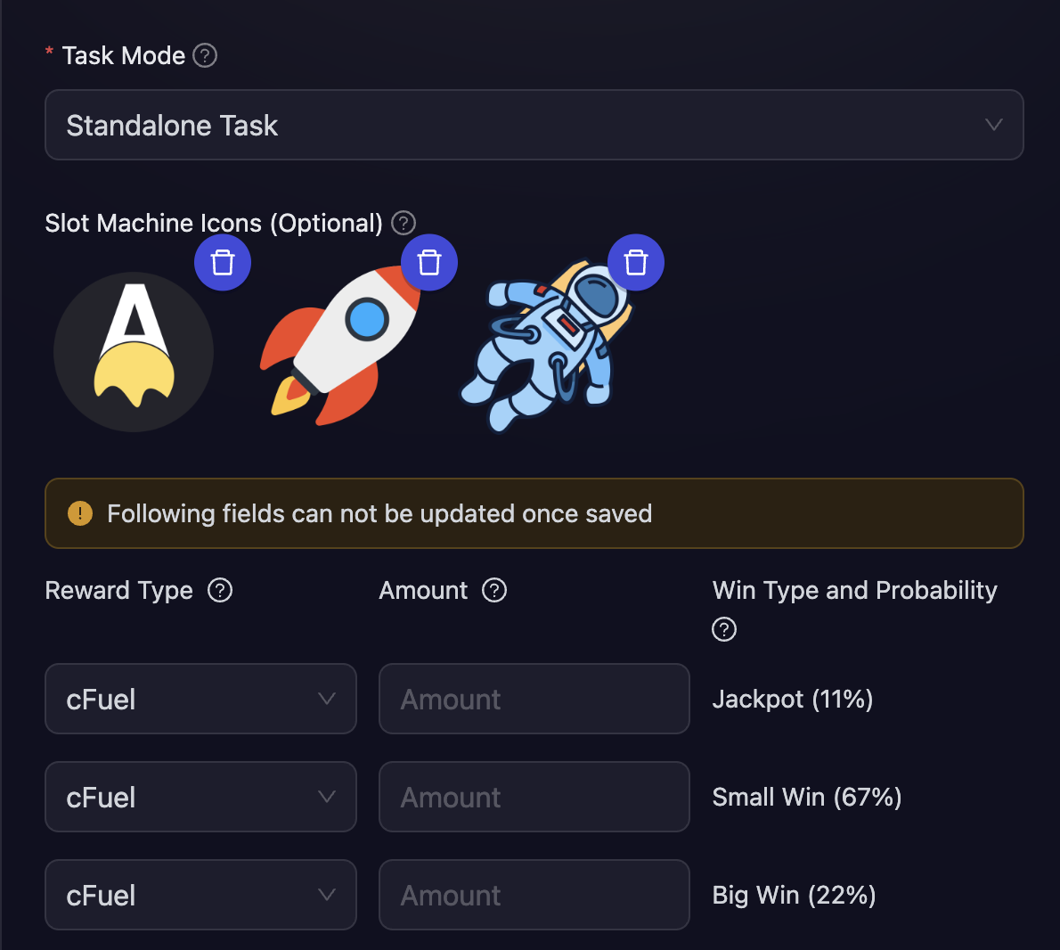 Slot Machine Task Reward