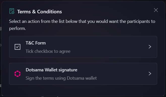 Terms &amp; Conditions Options