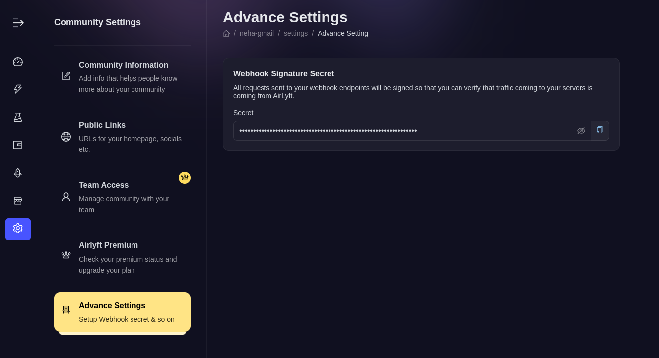 Communtiy Advance Setting