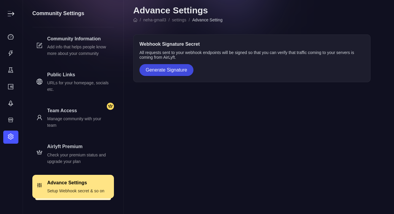 Community Advance Setting