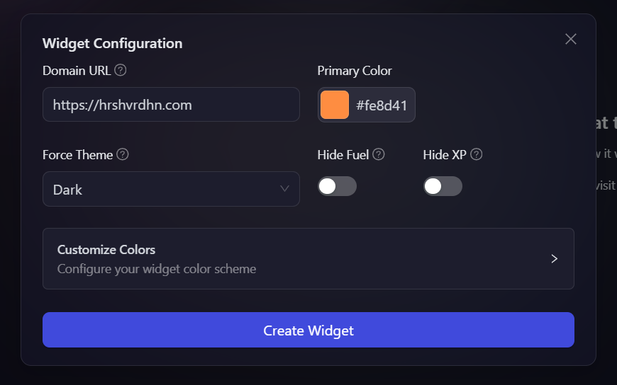 Widget Options