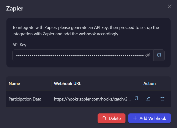 Zapier webhook