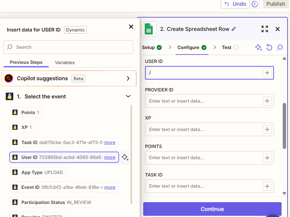 Zapier Field Mapping